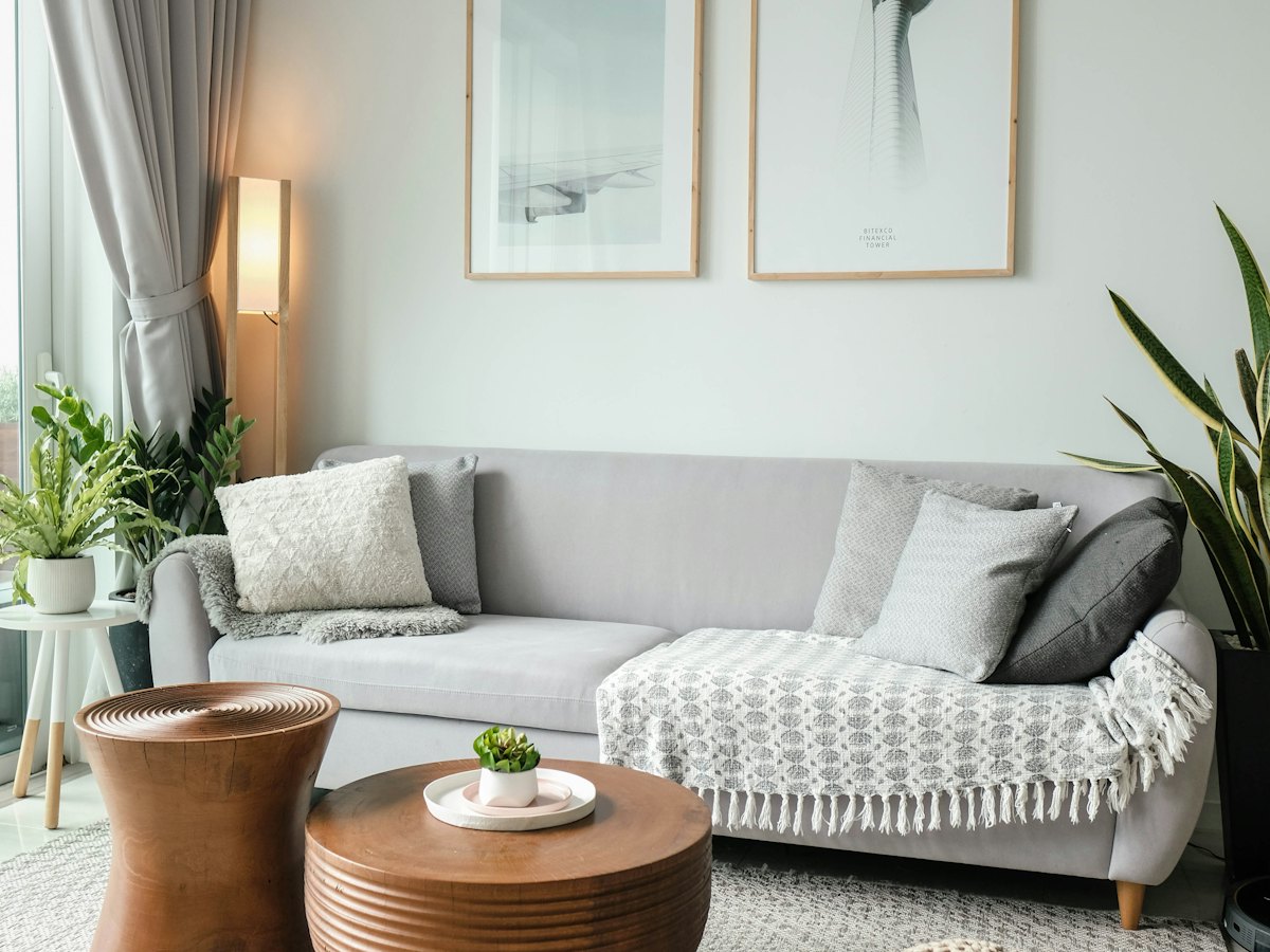 Salón luminoso y ordenado de una vivienda